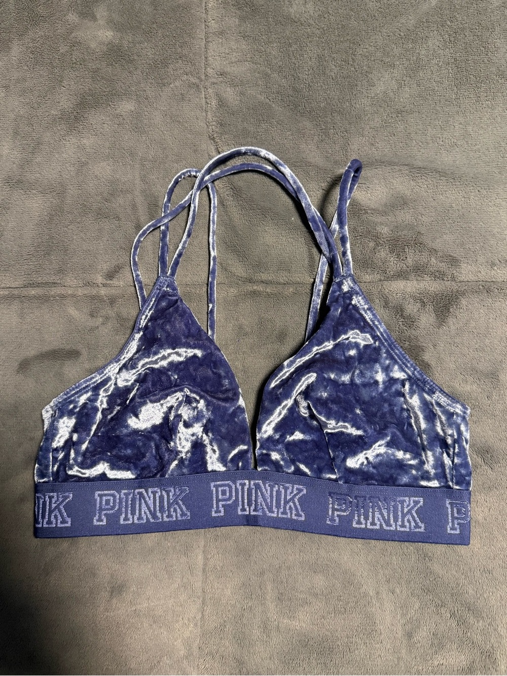 PINK Victoria's Secret Crushed Velvet Triangle Bralette in Navy